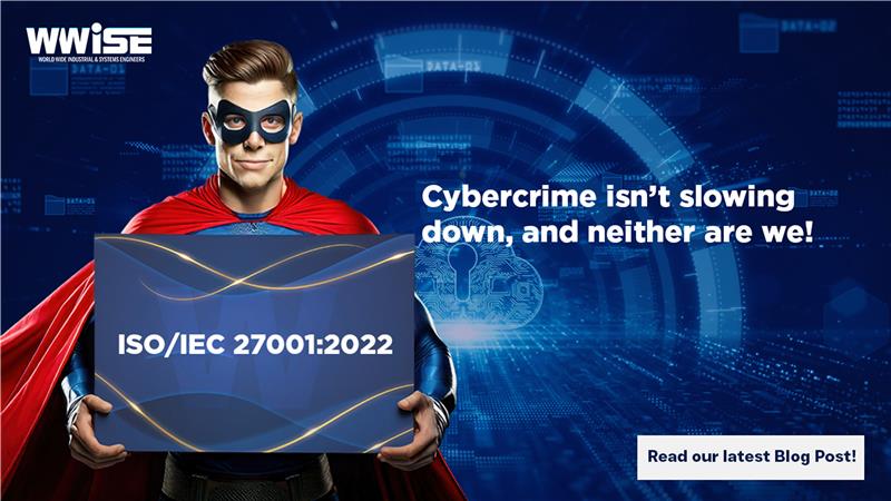 A super hero holding a plate with the words ISO/IEC 27001:2022. Showcasing what the blog will entail